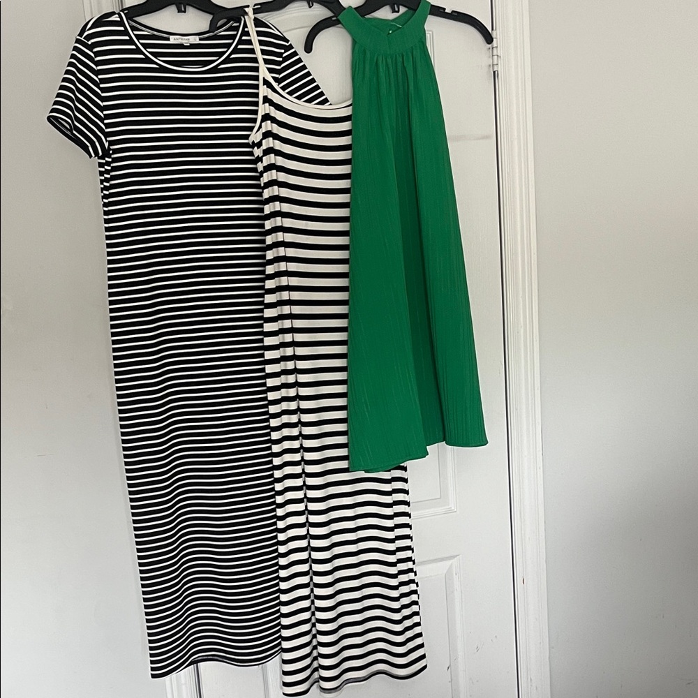 Striped Black/white and green dress